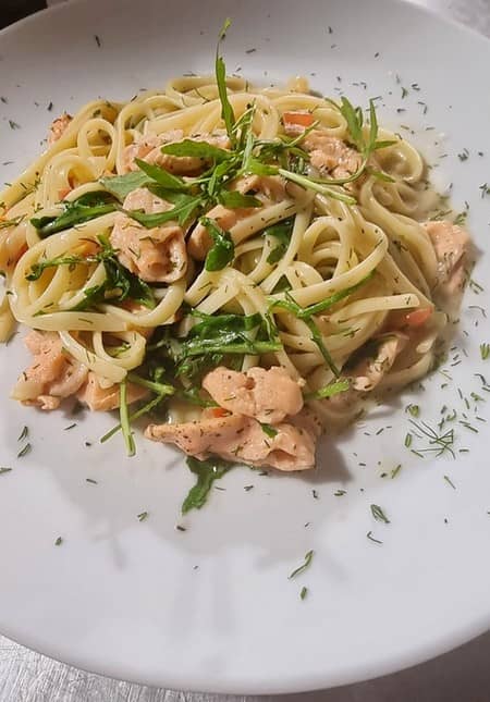 Dish with sea food pasta